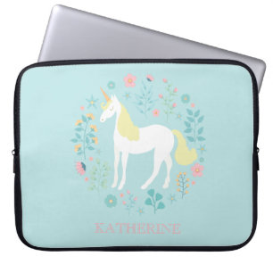  Unicorn & Flowers - Aangepast Laptop Sleeve
