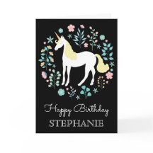  Unicorn & Flowers Black, op maat gesneden