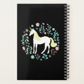  Unicorn & Flowers Black, op maat gesneden Planner (Achterkant)