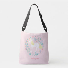  Unicorn & Flowers Blush Pink op maat Crossbody Tas