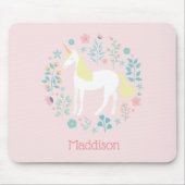 Unicorn & Flowers Blush Pink op maat Muismat (Voorkant)
