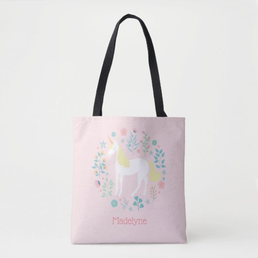  Unicorn & Flowers Blush Pink op maat Tote Bag (Voorkant)