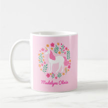 Unicorn Flowers Cute Pink Persoonlijke naam