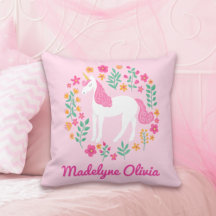 Unicorn Flowers Cute Pink Persoonlijke naam