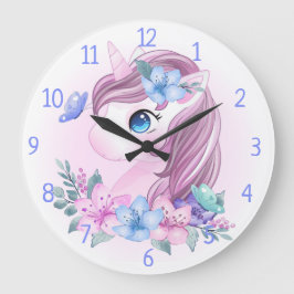 Unicorn, Flowers en Butterflies Grote Klok