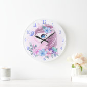 Unicorn, Flowers en Butterflies Grote Klok (Huis)