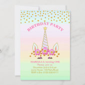 Unicorn, Flowers en Confetti Birthday Kaart (Voorkant)