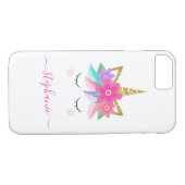 Unicorn Flowers Gold Glitter - Gepersonaliseerd Case-Mate iPhone Case (Achterkant (Horizontaal))
