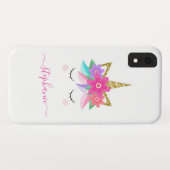 Unicorn Flowers Gold Glitter - Gepersonaliseerd Case-Mate iPhone Case (Achterkant (horizontaal))