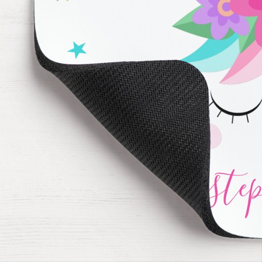 Unicorn Flowers Gold Glitter - Gepersonaliseerd Muismat (Hoek)