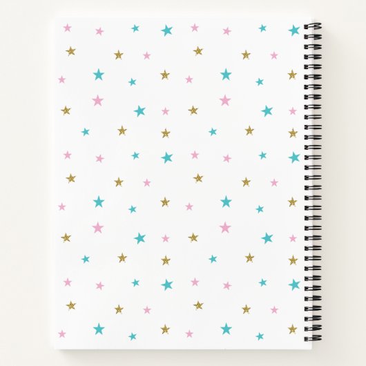 Unicorn Flowers Gold Glitter - Gepersonaliseerd Notitieboek (Achterkant)