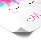 Unicorn Flowers Gold Glitter Persoonlijke naam Poster (Hoek)