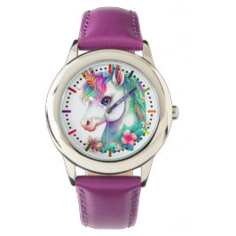 Unicorn & Flowers Horloge