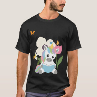 Unicorn Flowers Kids Fairytale Reading T-shirt