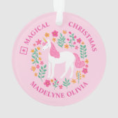 Unicorn Flowers Magical Kerstroze Girly Ornament (achterkant)