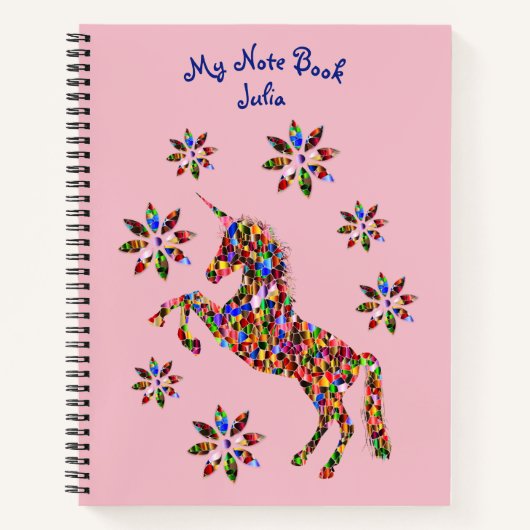 Unicorn Flowers Roze Notitieboek (Voorkant)