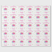 Unicorn Flowers Roze, speciaal voor Kerstmis Cadeaupapier (Vlak)