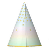 Unicorn, Flowers, Stars & Gold Confetti Feesthoedjes (Achterkant)