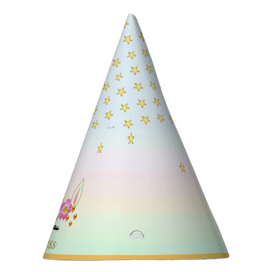 Unicorn, Flowers, Stars & Gold Confetti Feesthoedjes (Rechts)