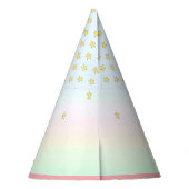 Unicorn, Flowers, Stars & Gold Confetti Feesthoedjes (Achterkant)