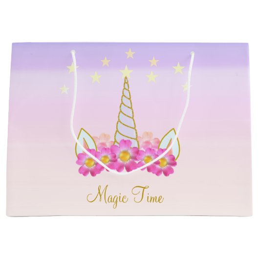 Unicorn Flowers & Stars Groot Cadeauzakje (Voorkant)