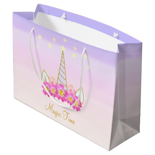 Unicorn Flowers & Stars Groot Cadeauzakje (Achterkant Gekanteld)