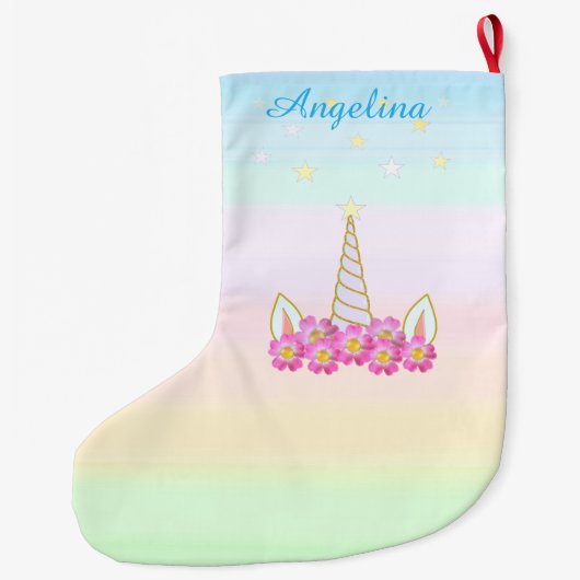 Unicorn Flowers & Stars Grote Kerstsok (Achterkant)