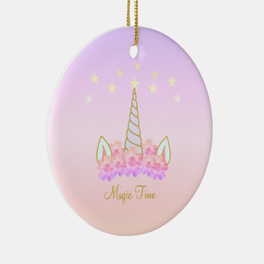 Unicorn Flowers & Stars Keramisch Ornament (Rechts)