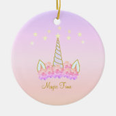 Unicorn Flowers & Stars Keramisch Ornament (Voorkant)
