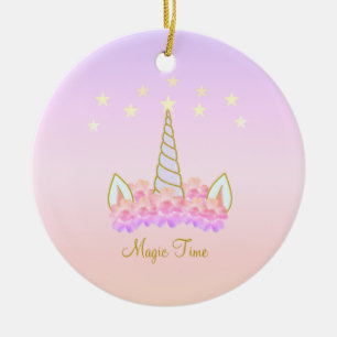 Unicorn Flowers & Stars Keramisch Ornament