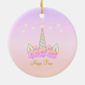 Unicorn Flowers & Stars Keramisch Ornament (Achterkant)