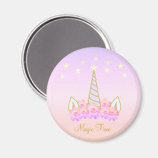Unicorn Flowers & Stars Magic Magnet (Voorkant / Achterkant)