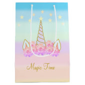 Unicorn Flowers & Stars Medium Cadeauzakje (Achterkant)