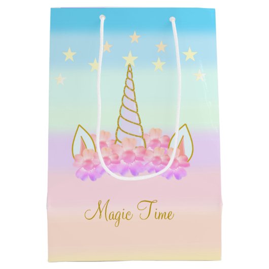 Unicorn Flowers & Stars Medium Cadeauzakje (Achterkant)