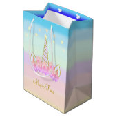 Unicorn Flowers & Stars Medium Cadeauzakje (Achterkant Gekanteld)