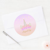 Unicorn Flowers Stars Ronde Sticker (Envelop)