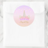 Unicorn Flowers Stars Ronde Sticker (Tas)