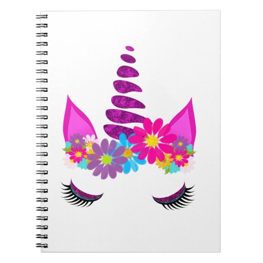 Unicorn Flowery Super Cute Girly Notitieboek (Voorkant)