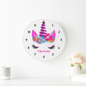 Unicorn Flowery Super Cute Girly, persoonlijk Grote Klok (Huis)