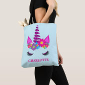Unicorn Flowery Super Cute Girly, persoonlijk Tote Bag (Dichtbij)