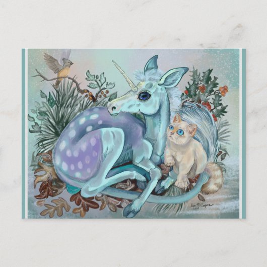 Unicorn Foal Cozy Cuddles Feestdagenkaart (Voorkant)