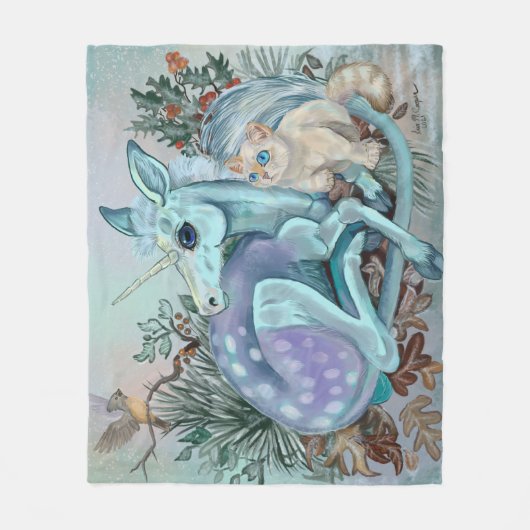 Unicorn Foal Cozy Cuddles Holiday Fleece Deken (Voorkant)