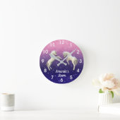 Unicorn Foals Paars Pink Glitter Persoonlijk Ronde Klok (Huis)