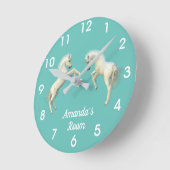 Unicorn Foals Persoonlijke naam Kinderkamer Ronde Klok (Hoek)