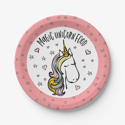 Unicorn Food Birthday Party Papieren Bordje (Voorkant)