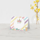 Unicorn Food Tents Labels Birthday Party Kaart (Gele Bloem)