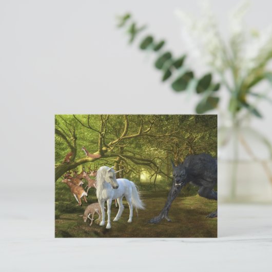 Unicorn Forest Defender Deer Werewolf Briefkaart (Staand voorkant)