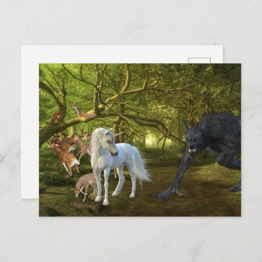 Unicorn Forest Defender Deer Werewolf Briefkaart (Voorkant / Achterkant)
