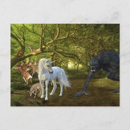 Unicorn Forest Defender Deer Werewolf Briefkaart (Voorkant)