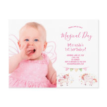 Unicorn foto 1e verjaardagsfeestje meisjesuitnodig